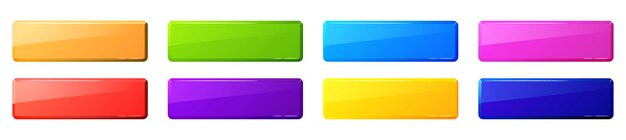 Botones web rectangulares de colores