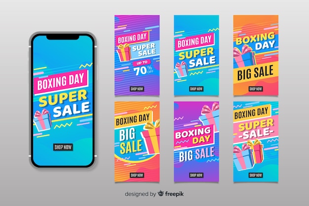 Vector gratuito boxing day sale instagram story collection