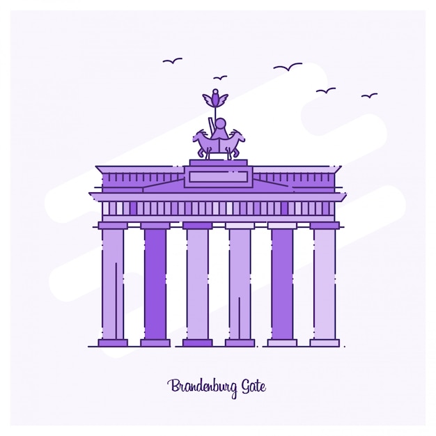 BRANDENBURG GATE Landmark Línea de puntos en el horizonte de color púrpura