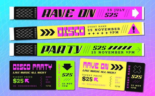 Brazalete de festival y boleto para pasar a la discoteca y la banda de eventos pulseras de color entradas para fiestas nocturnas
