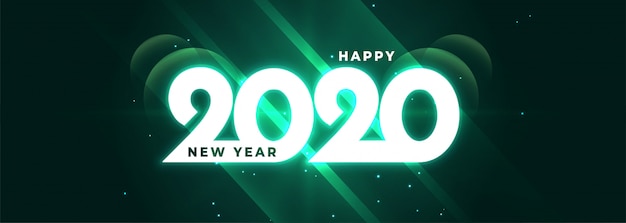 Brillante feliz año nuevo 2020 brillante banner