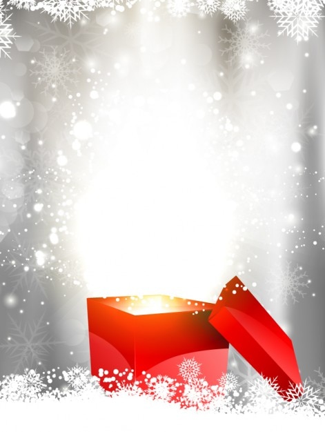 Vector gratuito brillante fondo navideño con caja de regalo