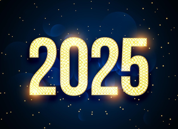 brillo dorado 2025 año nuevo letras de fondo con espacio de texto