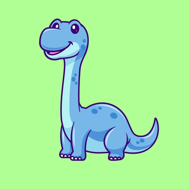 Brontosaurios lindos de pie Icono vectorial de dibujos animados Ilustración Icono de naturaleza animal Icono plano aislado Vector