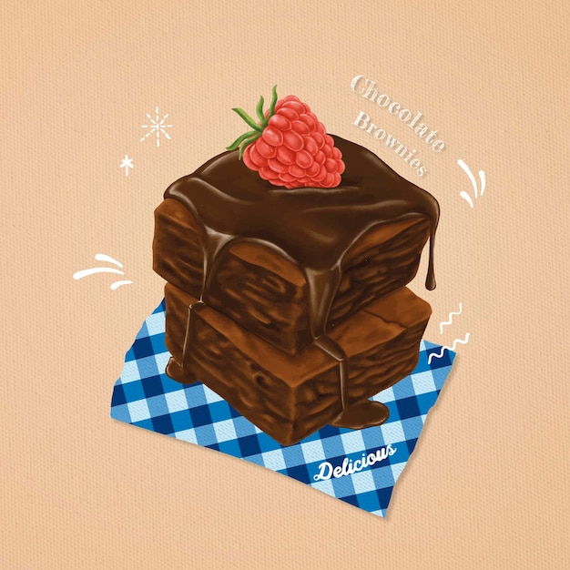 Brownies dulces dibujados a mano