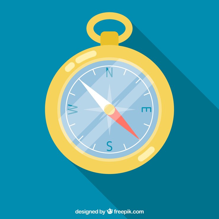 Vector gratuito brújula con fondo azul