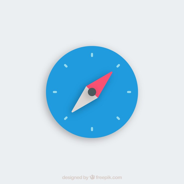 Vector gratuito brújula plana aislada