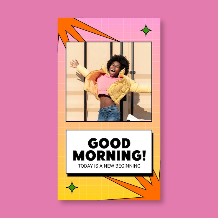Brutalismo buen día diseño de plantillas de historias de Instagram