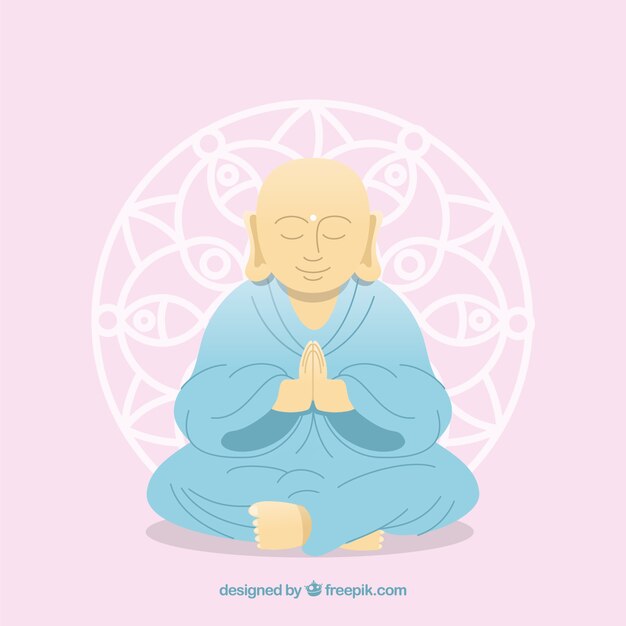 Buda adorable con diseño plano