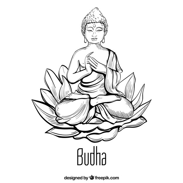 Buda tradicional con estilo de dibujo a mano