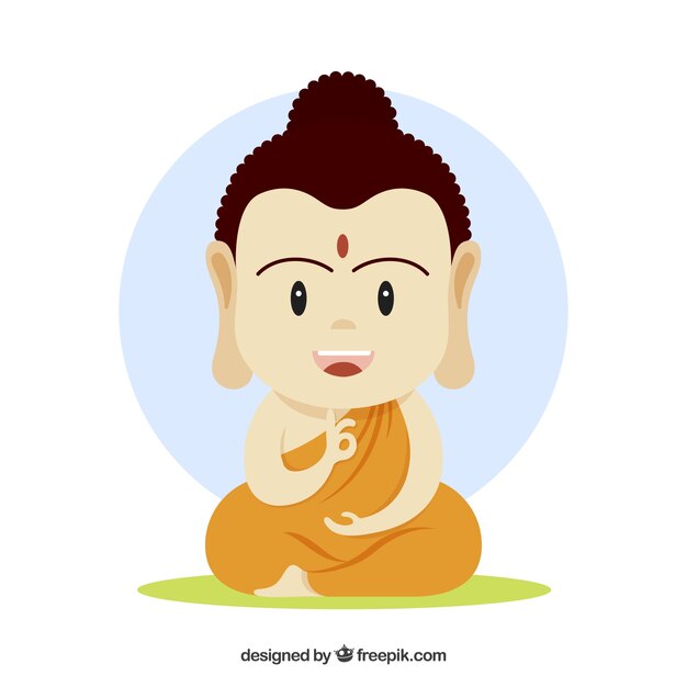 Budha adorable con diseño plano