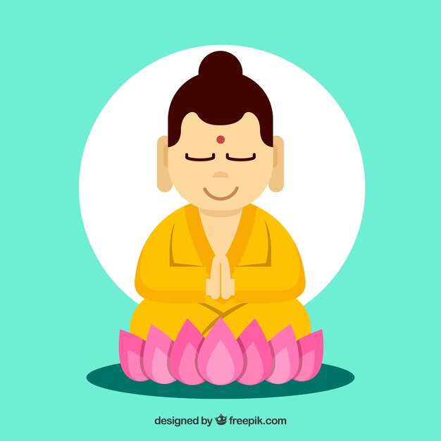 Budha adorable con diseño plano