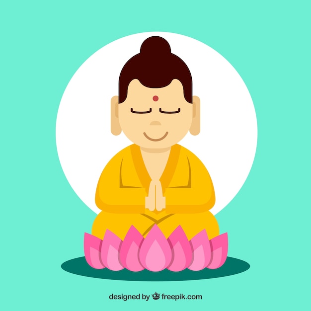 Budha adorable con diseño plano