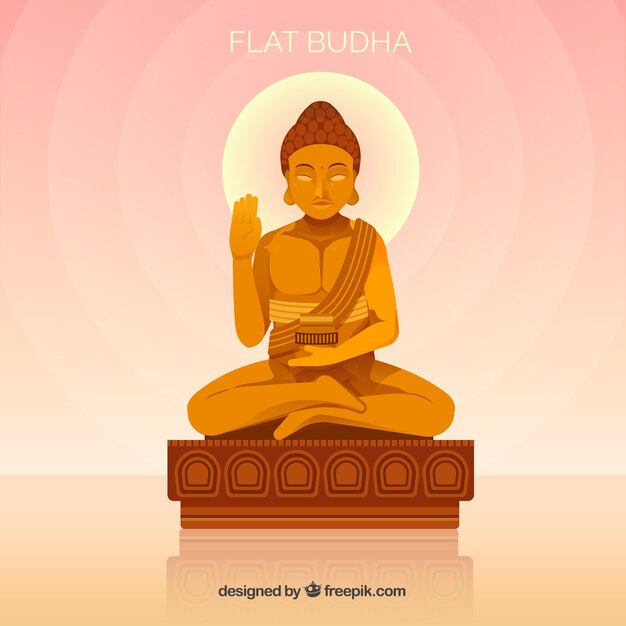 Budha dorado con diseño plano