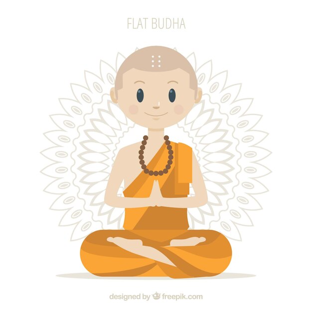 Budha oriental con diseño plano