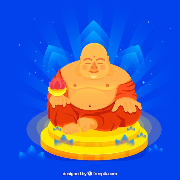 Vector gratuito budha tradicional con diseño plano