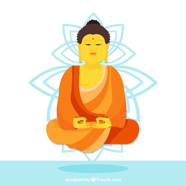 Budha tradicional con diseño plano