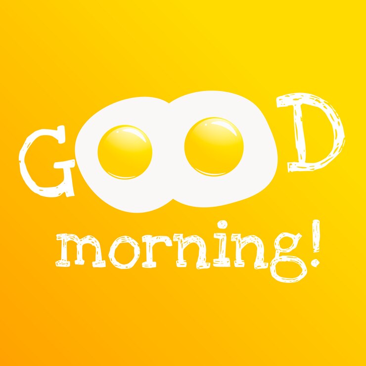 Vector gratuito buenos dias banner. clásico desayuno sabroso de huevos revueltos.