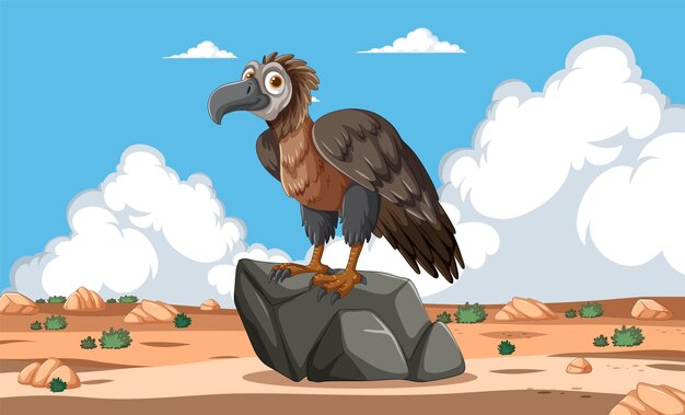 El buitre en una roca del desierto