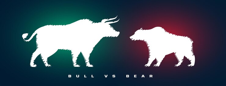 Vector gratuito bull vs bear stock trading investing strategy background