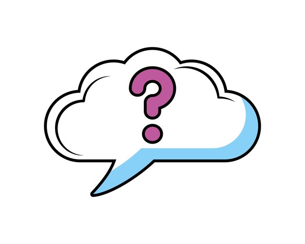 burbuja de habla con icono de voz de nube de signos de interrogación