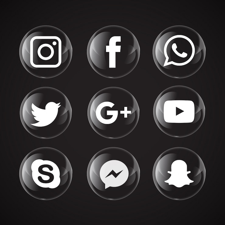 Vector gratuito burbuja transparente con iconos de redes sociales