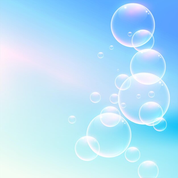 Burbujas de agua blanda brillante sobre fondo azul.