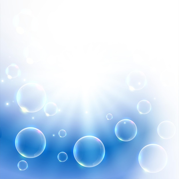 Burbujas de agua sobre fondo brillante brillante