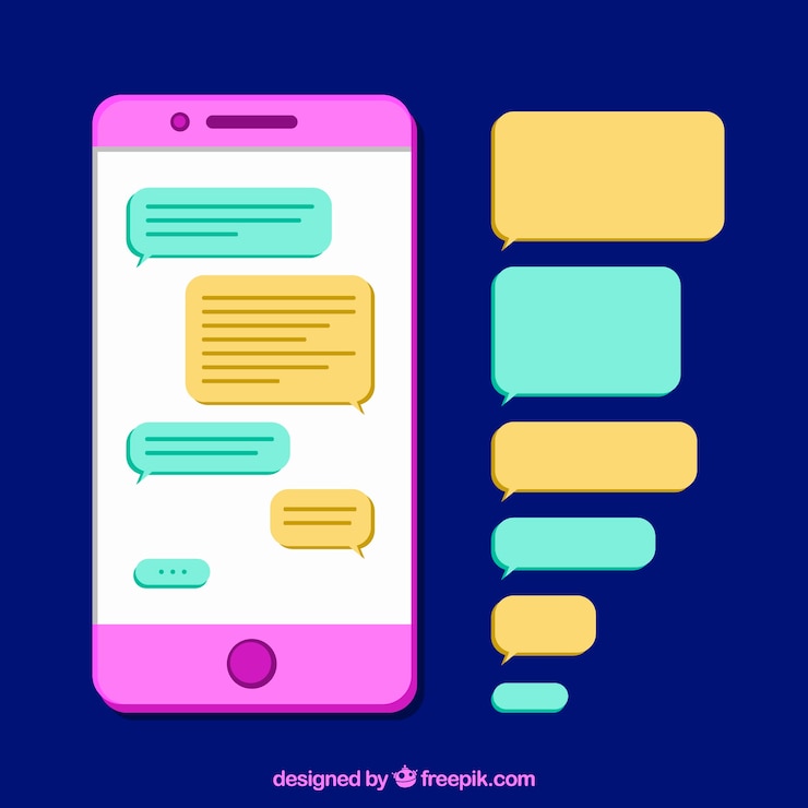 Vector gratuito burbujas de char para aplicación de mensajería en estilo plano