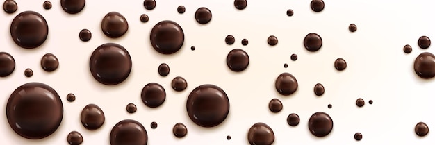 Burbujas de chocolate realistas sobre fondo blanco.