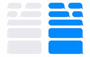 Vector gratuito burbujas de mensajes de diferentes formas azules y grises