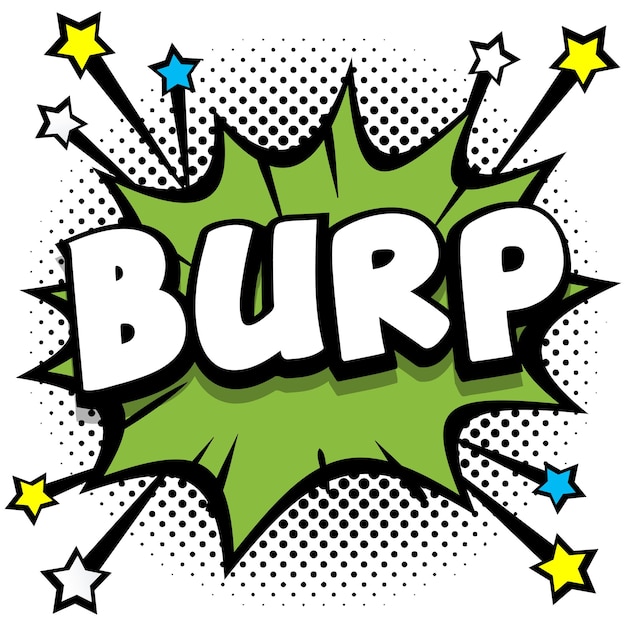 Burp pop art comic speech bubbles libro efectos de sonido