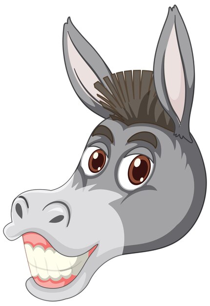 Burro con expresión facial sobre fondo blanco.