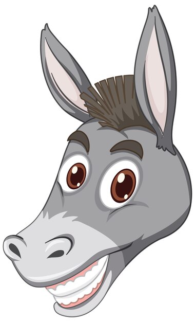 Burro con expresión facial sobre fondo blanco.