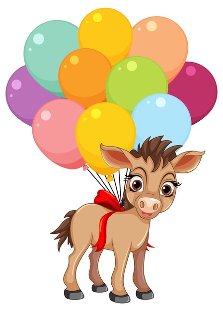 Un burro lúdico con globos de colores