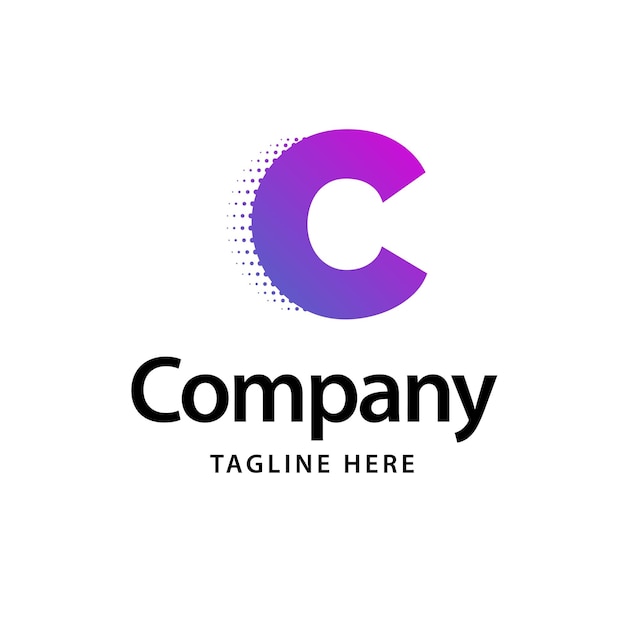 C Logotipo púrpura Diseño de identidad de marca comercial Ilustración vectorial