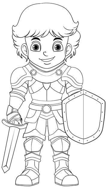 Caballero garabato de dibujos animados para colorear