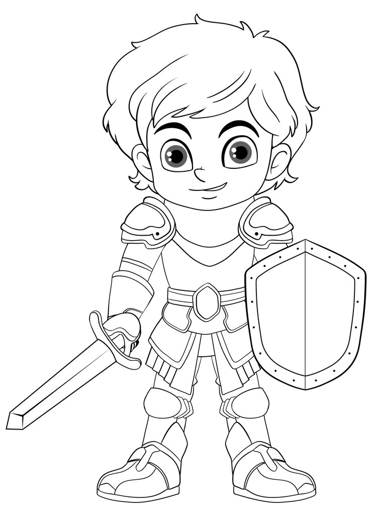 Vector gratuito caballero garabato de dibujos animados para colorear