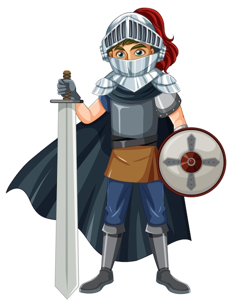 Caballero con personaje de dibujos animados de espada