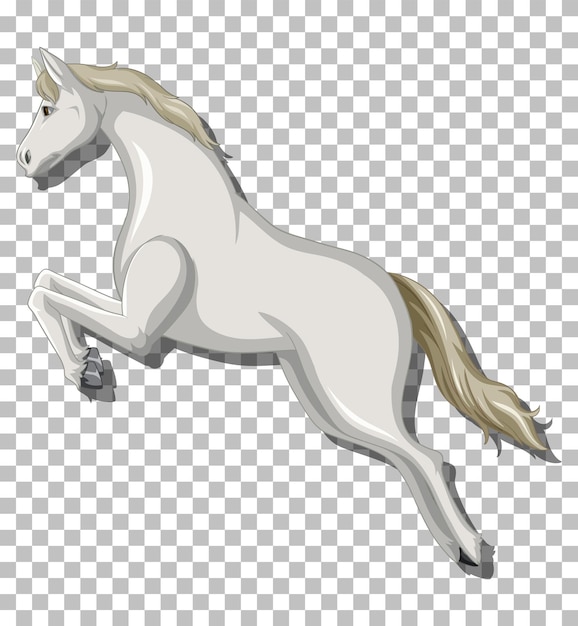 Vector gratuito caballo blanco sobre fondo de cuadrícula