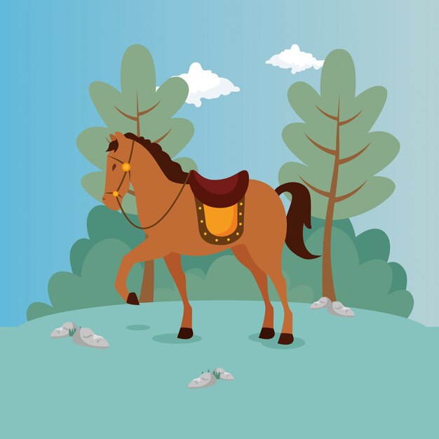 Caballo del príncipe en el paisaje