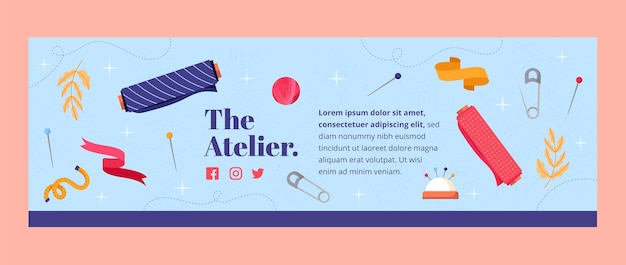 Vector gratuito cabecera de twitter de atelier de moda dibujada a mano