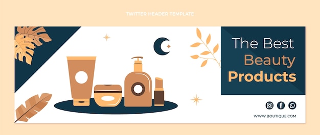 Vector gratuito cabecera de twitter boutique minimalista de diseño plano