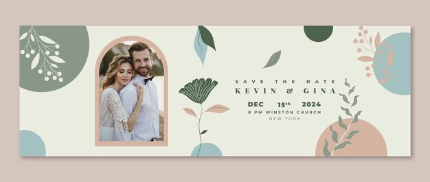 Cabecera de twitter de celebración de boda dibujada a mano