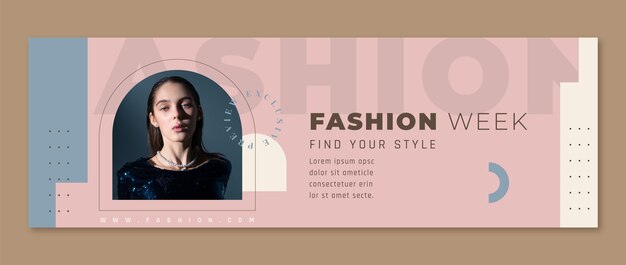 Cabecera de twitter de colección de moda de diseño plano