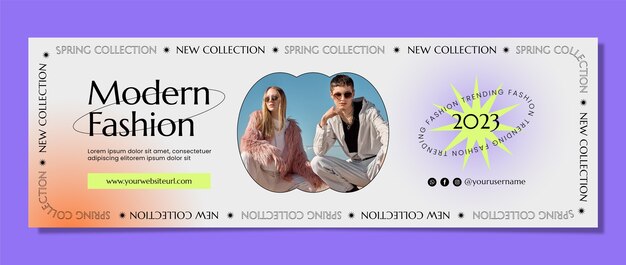 Cabecera de twitter de colección de moda de diseño plano