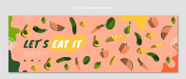 Cabecera de twitter de comida dibujada a mano
