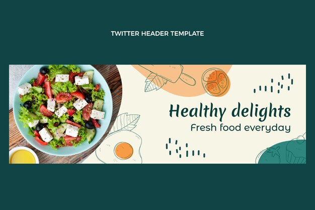 Cabecera de twitter de comida dibujada a mano