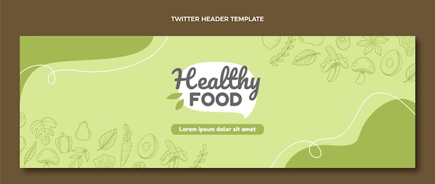 Vector gratuito cabecera de twitter de comida dibujada a mano