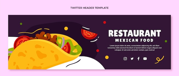 Cabecera de twitter de comida mexicana dibujada a mano